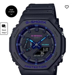 G-Shock Black Watch with Blue and Purple Accents
